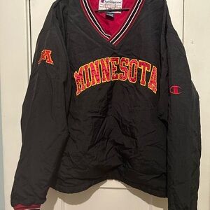 Vintage Champion University of Minnesota Wind Breaker Black Red Men's Size L